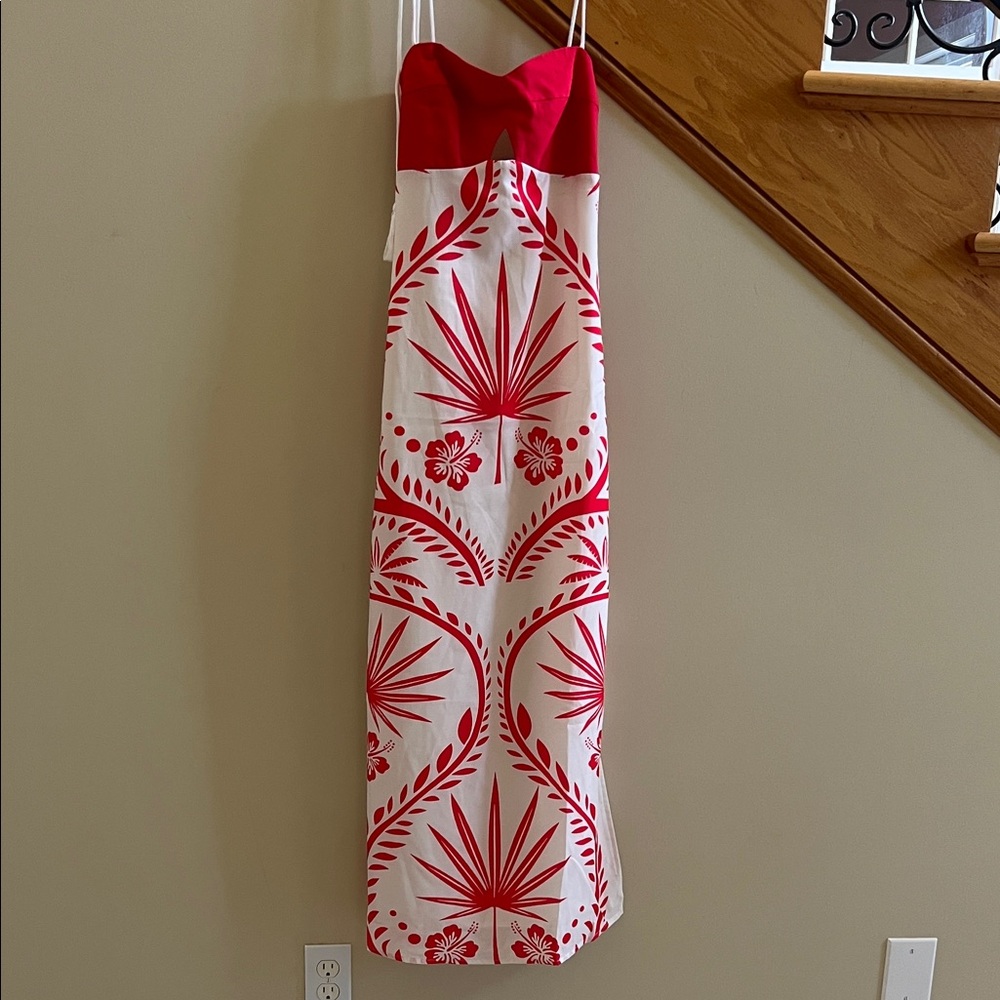 Commense Red and White Strapless Maxi Dress Lined Size Small New With Tags